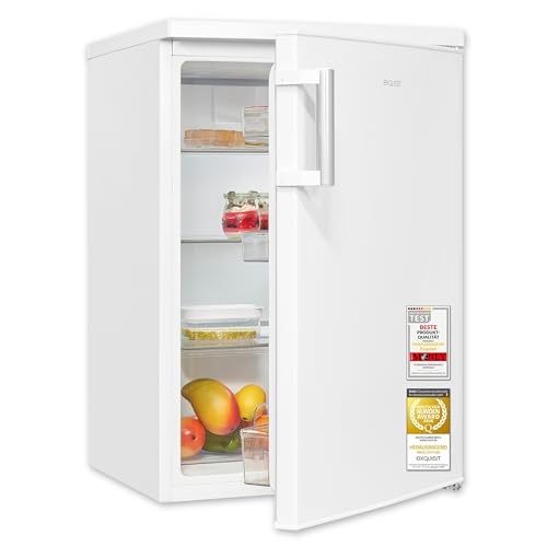 Exquisit Vollraumkühlschrank | 133 l Nutzinhalt, Energieklasse E, 40 dB(A) | kompakte Bauform, LED-Innenbeleuchtung, manuelle Temperaturregelung, Flaschenfach, Gemüseschublade | KS516-V-H-010E weiss
