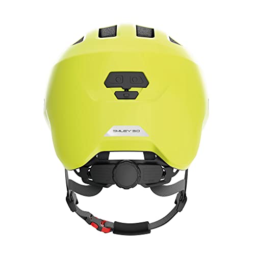 ABUS Kinderhelm Smiley 3.0 - Fahrradhelm mit tiefer Passform, kindergerechten Designs & Platz für einen Zopf - für Mädchen und Jungs - Gelb… – Ansicht 4
