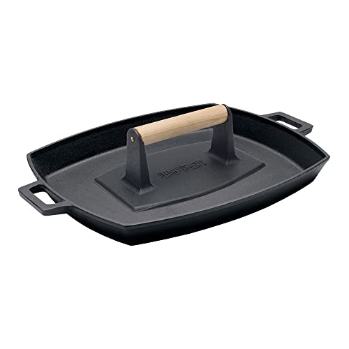 Bayou Classic 7455 Cast Iron Baking Pan and Bacon Press Set