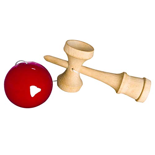 HOLYKING Wooden Tribute Kendama Toy - Japanese Cup and Ball Catch Kadoma Game Ball in Cup Game - Red