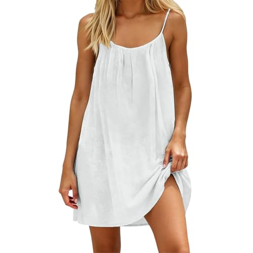 Générique Robe Multiposition Robe Femme Été sans Manches Mini Backless Lounge Dress Chic Décontractée à Bretelles Fines Légère et Confortable Chic...