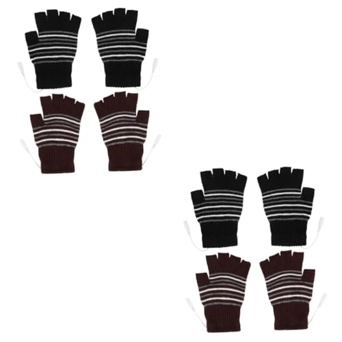 Mitaines de ski chauffantes USB en maille thermique noires et marron (4 paires)