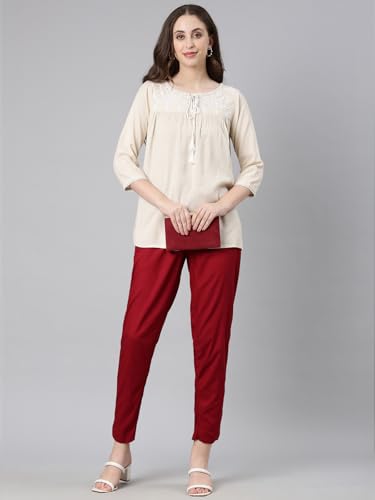 Image of TWIN BIRDS Women Viscose Cotton Kurti Pants | Stretch Ethnic Daily Trousers