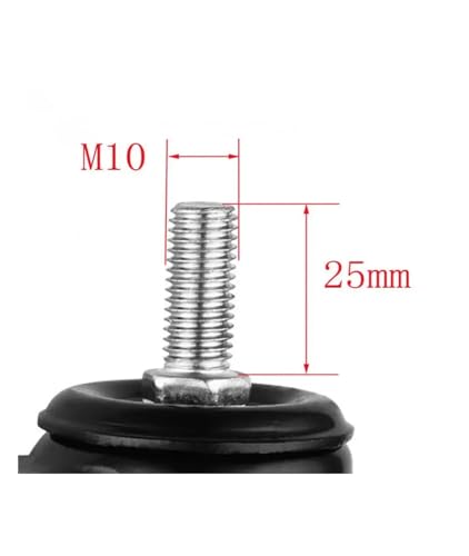Roulettes pivotantes à vis M10 de 2 pouces pour armoire lot de 4 - 3