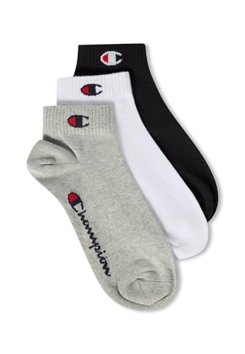 Champion Mixte Socks Basics 3pk Quarter Chaussettes, Gris Clair, 43-46 EU