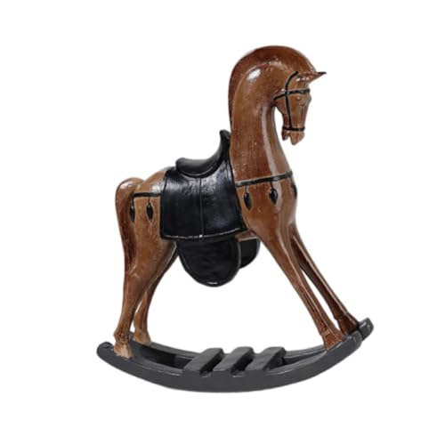 GUOOL ロッキングホース像 馬の置物 装飾 樹脂彫刻 キャビネット テーブル センターピース コレクション レトロデザイン スタイリッシュ, 茶色