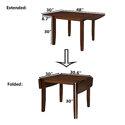 Drop Leaf Tables for Small Spaces,Small Drop Leaf Dining Table,Solid Wood Folding Dining Table for Space Saving(Brown)
