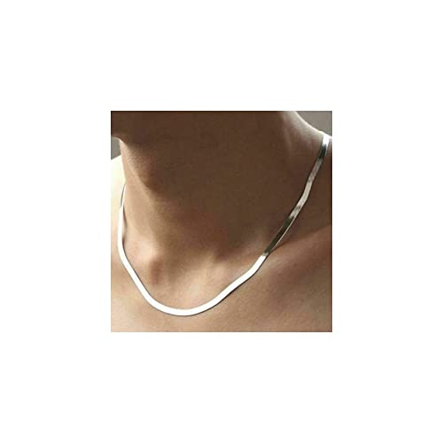 AUTHENTIC STERLING SILVER 925 Flat Herringbone Flex Chain Necklace, Flat Snake Necklace, 2.5M- 5.5MM. 16-30 Jewelry For Women Men, High Shine 16-304