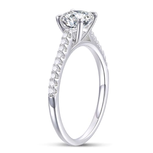 14K Gold Moissanite Rings, 1CT Round Cut Moissanite Rings, 14K White Gold Moissanite Engagement Ring, 14K Engagement Ring3