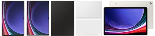 Image of Samsung Tab S9 Ultra, RAM 12 GB, ROM 256 GB, Wi-Fi Tablet, Beige with S9 Ultra Screen Protector & S9 Ultra Book Cover Keyboard, Black & S9 Ultra Notepaper Screen, White & S9 Ultra Book Cover, White