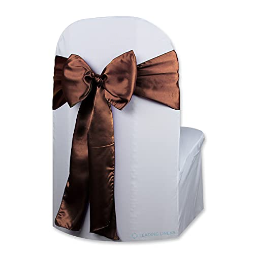 Sparkles Make It Special 20 pcs Satin Chair Cover Bow Sash - Brown - Wedding Party Banquet Reception - 28 Colors Available