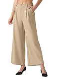 Willit Women's Wide Leg Pants Work Dress Pants Casual Palazzo Pants High Waisted Business Office Slacks 27" Light Khaki L