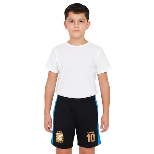 Icon Sports Official Argentina Football Association Football Shorts Unisex Children's Football Shorts, 14sh-Black, S