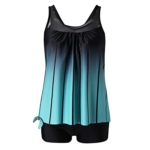 Maillot de bain grande taille 5XL : tankini bleu 2 pièces jupe - 7