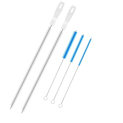 ONGNIUU Kit de Herramientas de Cepillos de Limpieza para Desagües, 2 Cepillos Desatascadores Flexibles de 45 cm y 3 Cepillos de Detalles para Tuberías, Limpieza Profunda para Baño, Cocina y Sifones