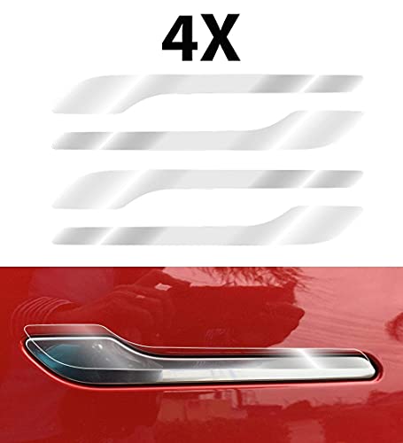Image of IPG Compatible for Model 3 / Model Y /Juniper Door Handle Decal Sticker Wrap Kit (Set of 4) with Tesla Logo Personalize Your Tesla (Clear)