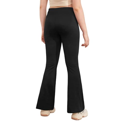 viehunt Girls High Waisted Flare Leggings Crossover Cute Wide Leg Solid Full Length Yoga Pants with Pockets2