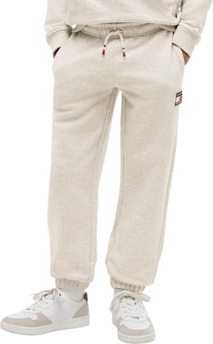 Tommy Hilfiger Kinder Unisex Jogginghose Heritage aus Baumwolle, Grau (Light Grey Heather), 10 Jahre