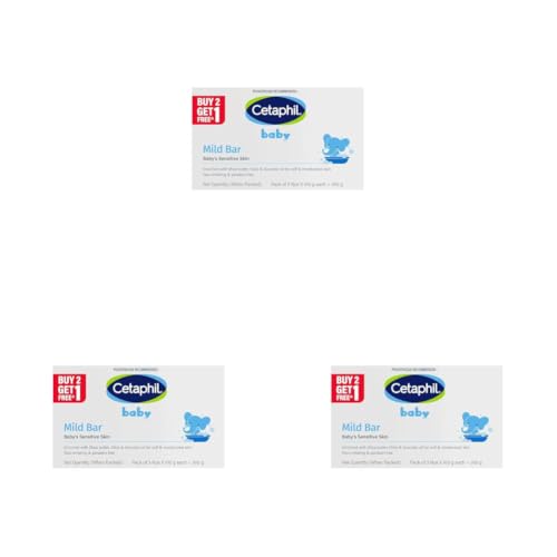 Image of Cetaphil Baby Mild Cleansing Bar for Newborns & Babies 3 x 100 gm | With Shea Butter, Avocado Oil & Olive Oil | Gentle, Hypoallergenic, Pediatrician Recommended | Dry & Sensitive Skin (Pack of 3)