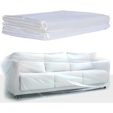 ToKinCen 2PC Möbelhülle Sofabezug Abdeckung Transparente Sofa Staubschutzhüllen Kunststoff Wasserfeste Sofabezug Möbelhülle Sofa Protector Cover