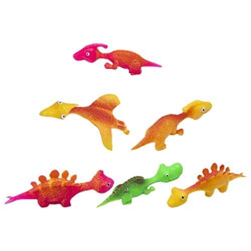 SHINEOFI 6 Pcs Enfants Slingshot Jouets Dinosaure Doigt Jouet Extensible Drôle Doigt Drôle Animal Slingshot Jouets Super pour Voler Jeux de Noël Fête Fête Cover