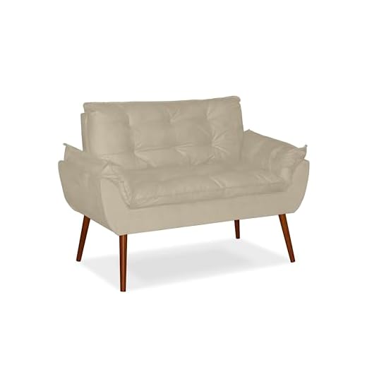 Poltrona Namoradeira Safira 2 Lugares para Sala,Quarto e Recepção Suede Bege - Decora Vip Brasil