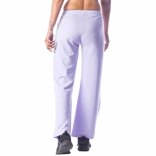 Image of London Hills Women High Rise Flared Track Pants Cotton Blend Regular Fit Joggers Track Pants Solid Track Pants