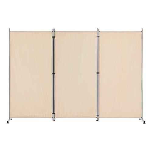 Esright 3 Panel Office Room Divider, 6 Ft Tall Folding Privacy Screen Room Divider, Freestanding Partition Wall Dividers for Office,Bedroom, 102 W X 20 D x 71 H(Beige)