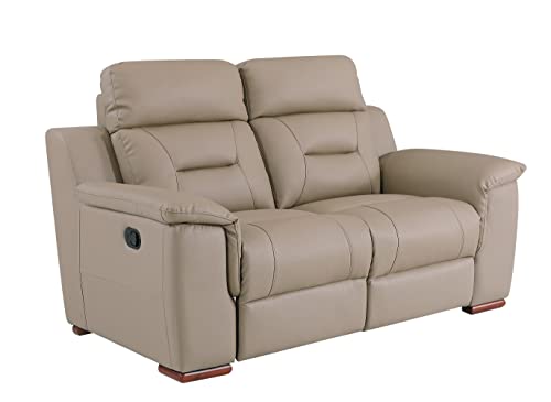 BlackJack-Furniture-Walker-Leather-Match-Upholstered-Reclining-Living-Room-Loveseat-Sofa-Beige BlackJack Furniture Walker Leather Match Upholstered Reclining Living Room Loveseat Sofa Beige