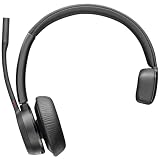 Poly Voyager 4310 UC, Cuffia Monoaurale Senza Filo, Connessione Bluetooth e Dongle USB-C BT700, Cuscinetto in Similpelle, Autonomia 24 Ore, Base per Ricarica, Compatibile con Windows 10 e macOS, Nero