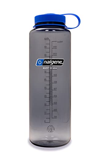 Nalgene Sustain Tritan BPA-Free Water Bottle Made with Material Derived from 50% Plastic Waste (using ISCC certified mass balance), 48 OZ, Wide Mouth, Grey