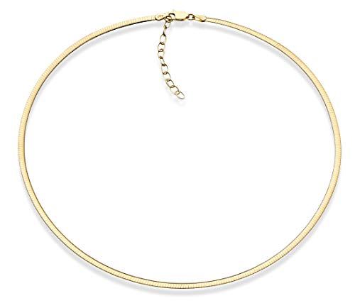Miabella 18K Gold Over 925 Sterling Silver Italian 2mm 2.5mm Dome Omega Necklace for Women/Adjustable from 16-18 Inches with Extender/Made in Italy