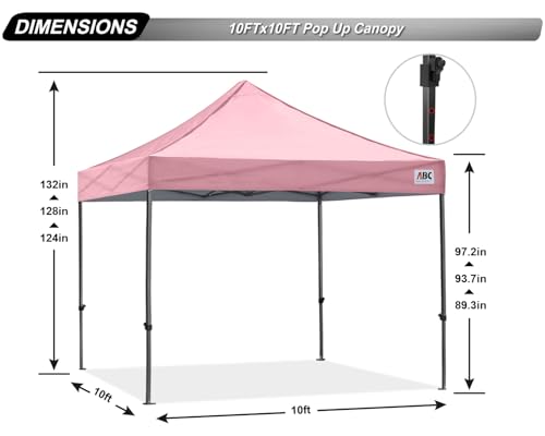Image of ABCCANOPY Patio Pop Up Canopy Tent 10x10 Commercial-Series (Pink)