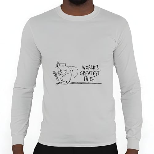 Gift for Rat Lovers Rats World Is Greatest Thief Theme Grey and Muticolor Unisex Long Sleeve T Shirt