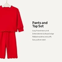Amazon Essentials Baby Girls' French Terry Sweatshirt Pant and Top Set, Red, 24 Months — image 3