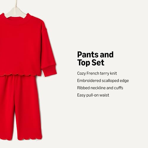 Image of Amazon Essentials x Sofia Grainge Toddlers and Baby Girls' French Terry Sweatshirt Pant and Top Set