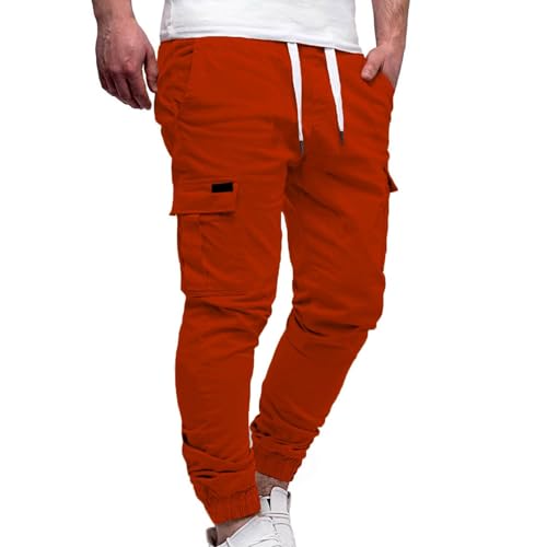 Cargo Pants for Men Drawstring Elastic Waist Pant Lightweight Comfy Casual Jogger Sport Trousers with Pockets