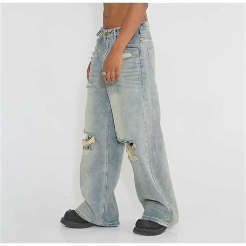 Summer Loose Hip Hop High Street Floor Pants Piercing Jeans Men and Women L Mens Pants4