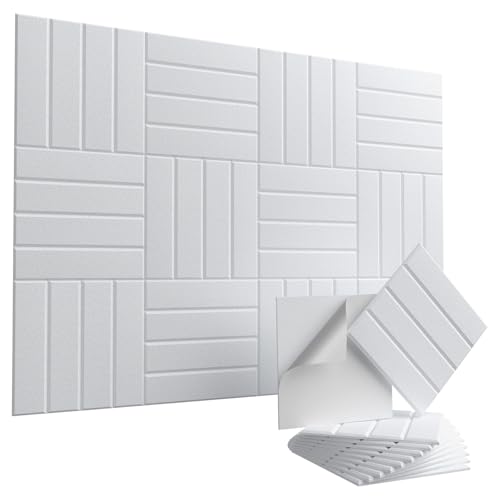 Vieshful 10 Stück Akustikpaneele Selbstklebend – 30x30x1cm Schallschutzplatten & Wandpaneele selbstklebend aus Filz, Hochdichte Akustikplatten für Wandverkleidung, Tonstudio, Heim & Büro, Weiß