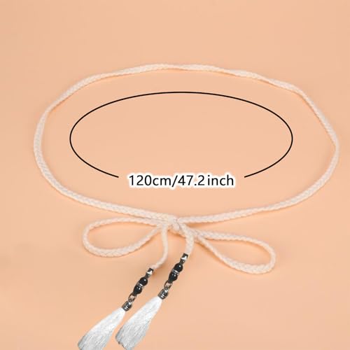 Women Rope Belt Woven Belt Cotton Waist Rope Waistband Dress Cotton Long Belt Cloth Belts with Tassels Braided Woven4