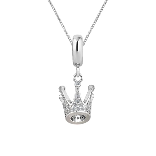 KunBead 18 inch Princess Queen Crown Sparkling Birthday Charm Pendant Necklace for Women