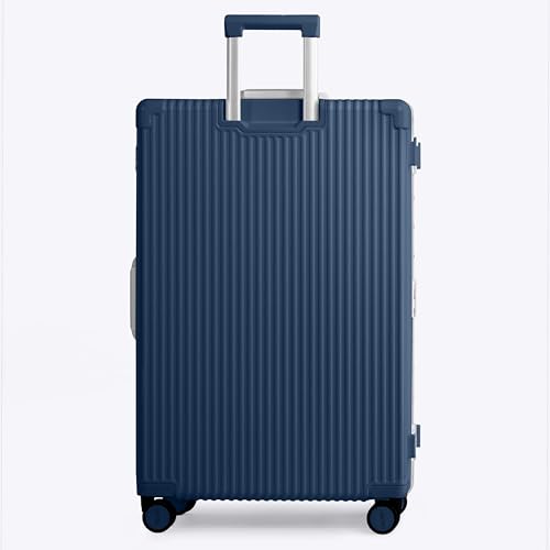 Image of Nobl Travel Zipperless Check In Suitcase - Aluminum Frame, Check In luggage 30.2x20x12 Airline Approved by Noble Travel - Polycarbonate Shell - Dual TSA Locks, 360 Spinner Wheels - Midnight Blue