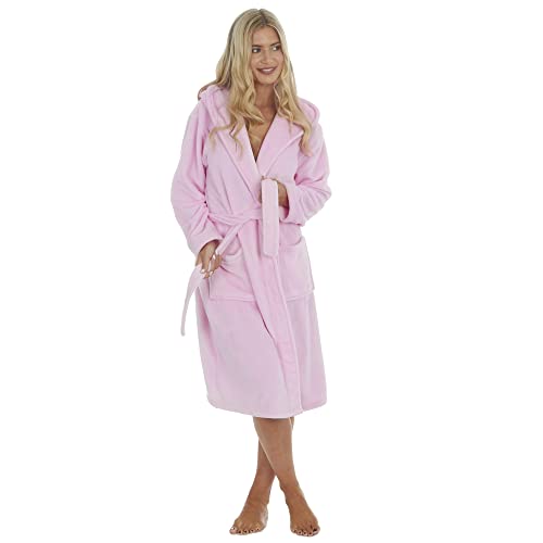Forever Dreaming Ladies Soft Plush Hooded Dressing Gown Large Pink