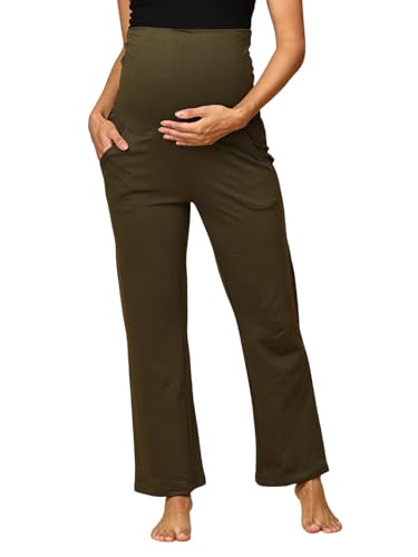 Image of The Mom Store Maternity Track Pants | for Pregnant Women with Ultimate Comfort | Prenatal Yoga Pants | Pre and Post Pregnancy