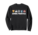 Lustige Spielerprioritäten Pixel Art Videospiel Humor Herren Jungen Sweatshirt