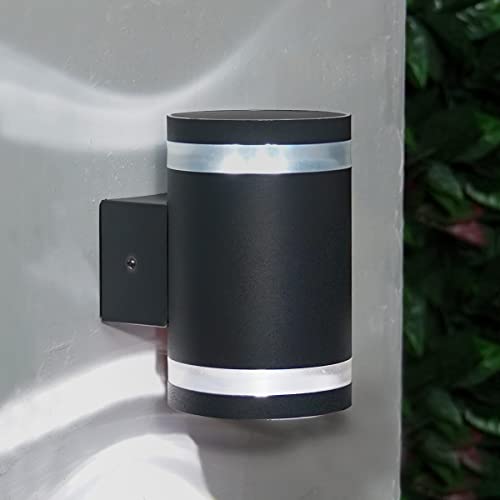 Festive Lights - Lámpara de pared de seguridad solar de acero inoxidable, antracita y LED moderno para exteriores