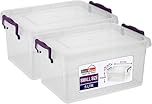 BH | 5L - Small Plastic Storage Box Bin with Lids - Pack of 2 | Stackable Clear Plastic Storage Container Use for Home, office, Kitchen, Toys and Goods (5 Litres) - By BEST HOUSE
