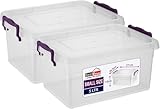 BH | 5L - Small Plastic Storage Box Bin with Lids - Pack of 2 | Stackable Clear Plastic Storage Container Use for Home, office, Kitchen, Toys and Goods (5 Litres) - By BEST HOUSE