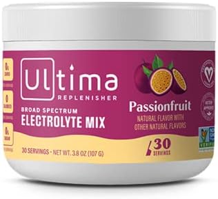 Ultima Replenisher Hydration Electrolyte Powder- 30 Servings- Keto & Sugar Free- Feel Replenished, Revitalized- Naturally Sweetened- Non- GMO & Vegan Electrolyte Drink Mix- Passionfruit