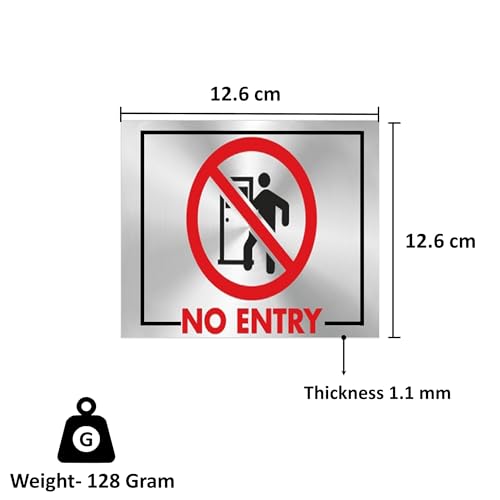 RAB Sign Board No Entry, Stainless Steel for Office, Glass Doors, Wooden Doors, Hospitals (CODE:- 2035, No Entry, Pack of 1 pcs)